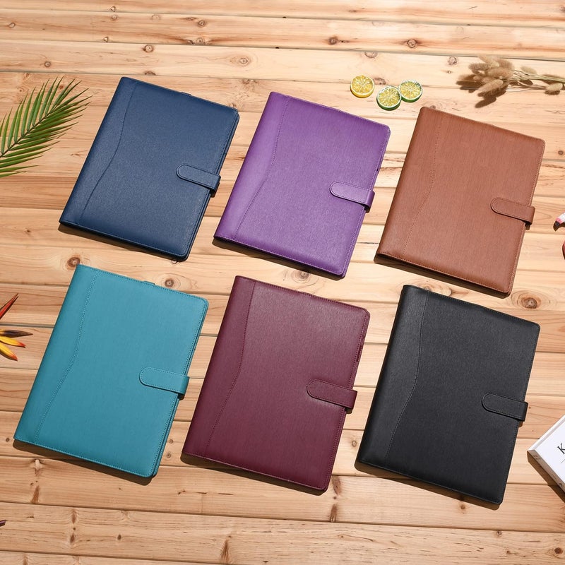 WONDERPOOL A4 PU Leather Portfolio Holder Ring File Document Case with Removable Binder Clipboard, Multi Pocket and Legal Pad for Business Organizer Interview and Meeting (Wine red) - Image 2